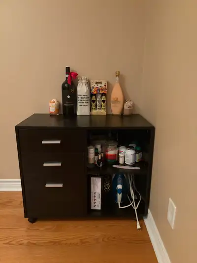 Black Wood Grain 3-Drawer Mobile Cabinet, View more