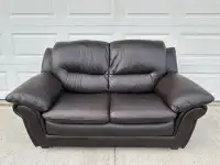 Dark brown real leather loveseat…VERY GOOD CONDITION…ONLY $290