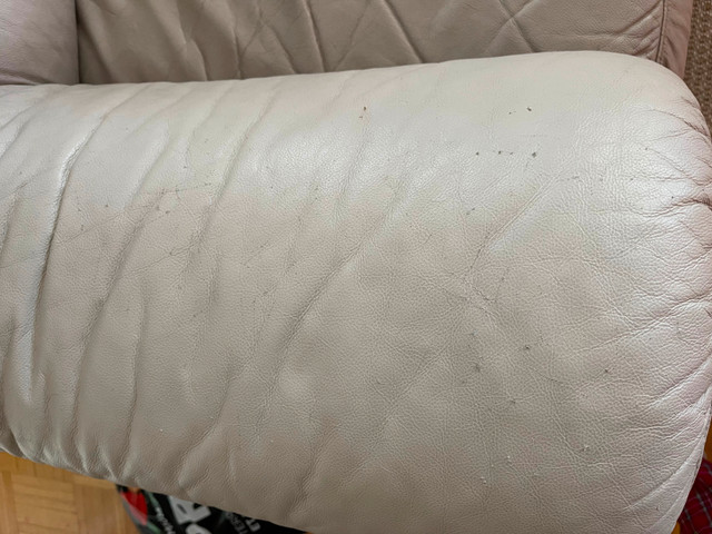 Leather sofa 3 seats, light grey colour in Couches & Futons in City of Toronto - Image 4