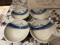 4 pottery cereal bowls 