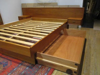 Denmark, Queen, Teak Bed Frame with Storage