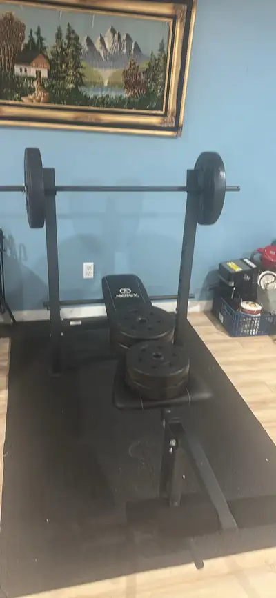Bench Press Set with barbell, Weights and floot mat , View more