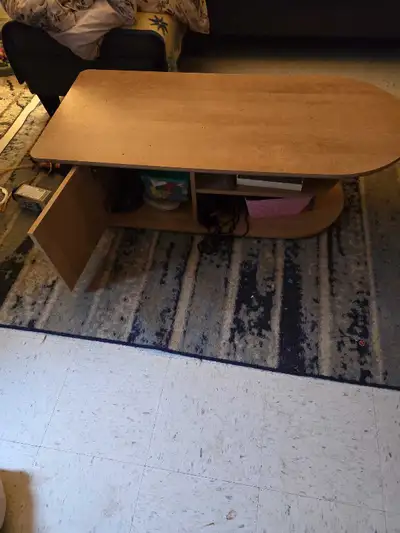 wooden coffee table with matching end table, View more