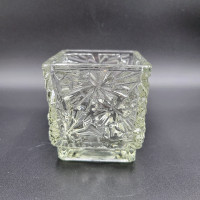 Vintage Avon Clear Glass Square Candle Holder Starburst Votive T