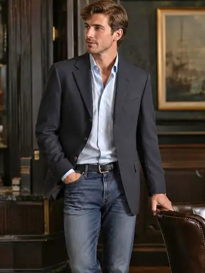 Hugo Boss 40R Super 100 Wool Blazer Dark Navy 3 Button Old Money, View more