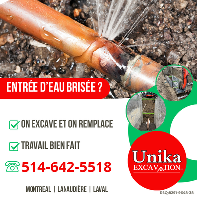 Remplacement entrée d'eau - Lanaudière / Montréal / Laval, View more
