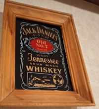 Jack daniels glass bar sign advertizing