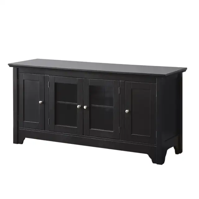 Walker Edison 52" Wood TV Console With Four Doors (Black)62864743702531121