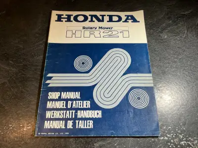 Honda HR21 Rotary Mower Shop Manual Part # 6695200. Published 1978 Provides maintenance and service...