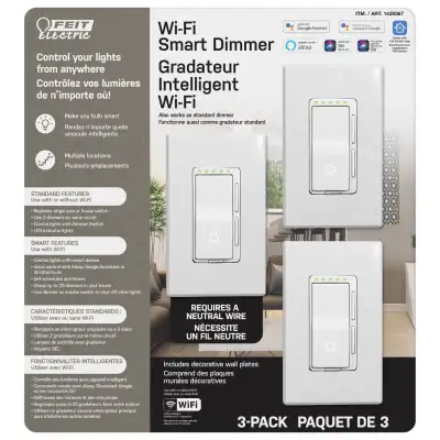 Electric Wi-Fi Smart Dimmer switch 3-Pack, View more