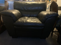Leather chair, ottoman and loveseat recliner 