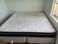 King mattress, box and metal frame 