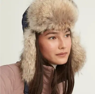 Canada Goose Ladies Aviator Hat Black- L/XL Coyote Fur, View more