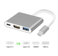 USB 3.1 Type C to HDMI + USB 3.0 + Type C 3 in 1 Adapter