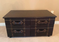 Faux Leather Trunk with Four Drawers