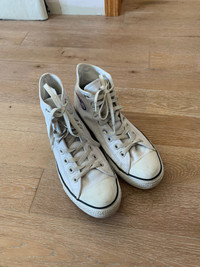 All Star White Leather High Tops