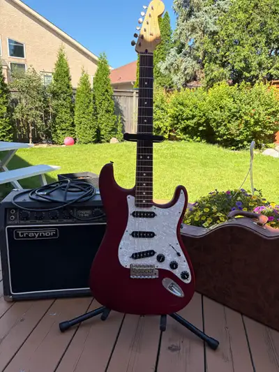 Made in Mexico Fender Strat. Has Lindy Fralin “Woodstock” pickup set, Voodoo pick guard. Genuine new...