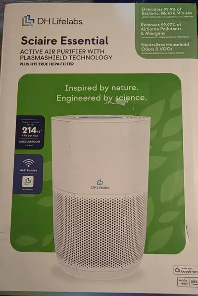 DH Lifelabs Sciaire Essential Air Purifier w/HEPA Filter - NEW, View more