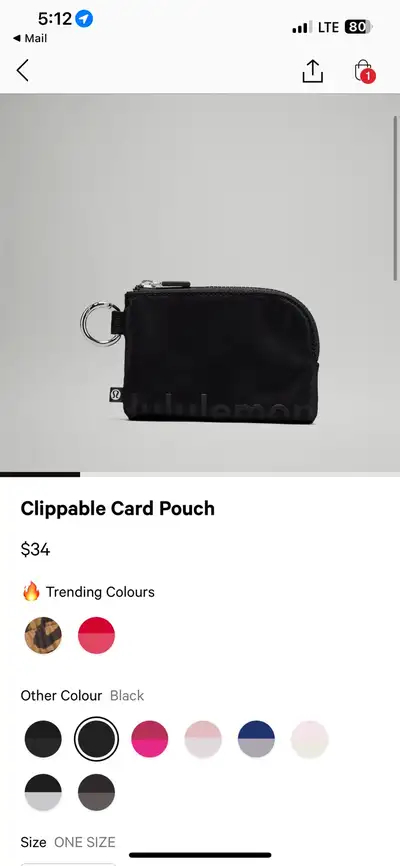 New with tags Lululemon Clippable Card Pouch black , View more