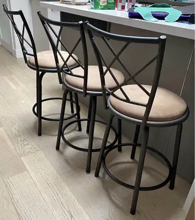 Set of Three Swivel Bar Stools, View more