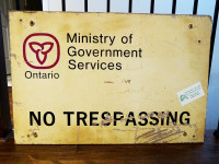 NO TRESPASSING SIGN official government 36” OBSOLETE vintage