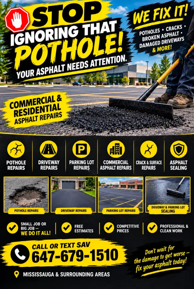 COMMERCIAL & RESIDENTIAL ASPHALT REPAIRS & DRIVEWAYS