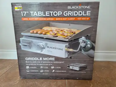 17" Table Top Griddle. Never opened, never used. Propane gas bottle not included.