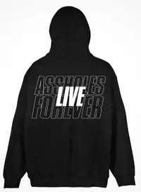 * BRAND NEW MENS XL ASSHOLES LIVE FOREVER HOODIE - ITALIC *