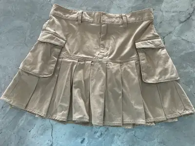 Khaki Pleated Cargo Skirt, View more