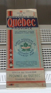 Carte routière de la province de Québec Vintage