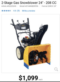 Cub Cadet 24" two-stage snow blower new