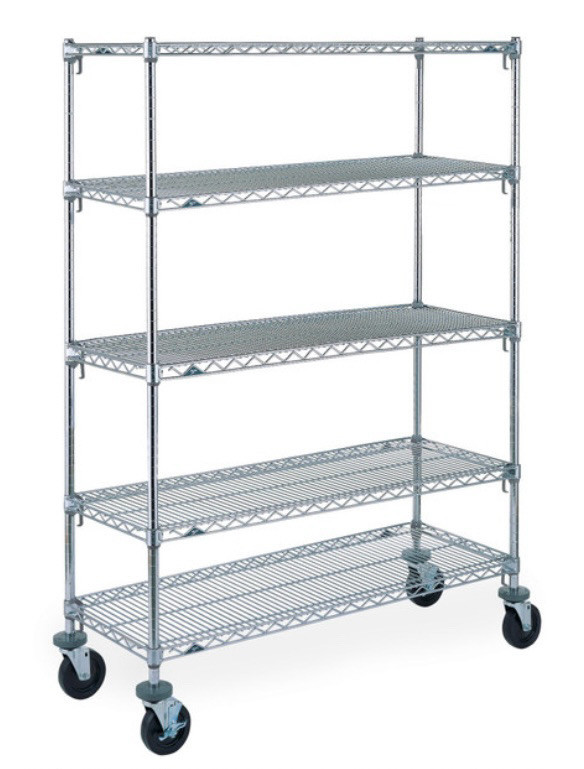 Metro Heavy Duty 5 Shelf Chrome Metal Wire Mobile Shelving Unit in Industrial Shelving & Racking in Hamilton