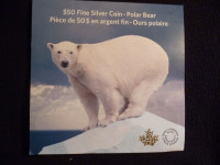 2014 $50 Canada fine silver coins x 3 - Polar Bear - low mintage