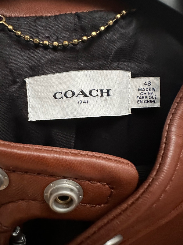 Coach Men's Racer Moto Leather Brown Jacket Medium NEW dans Hommes  à Ville de Montréal - Image 4