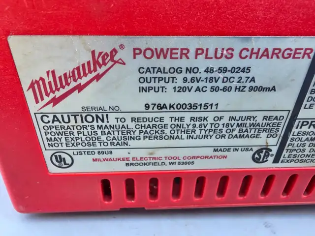 Milwaukee Power Plus Charger 48-59-0245 For 9.6V-18V Batteries in Power Tools in Windsor Region - Image 7