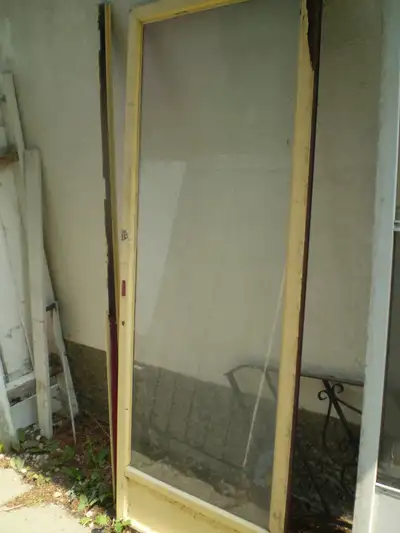 PAINTED ALUMINUM STORM DOOR-NO SCREEN-NO FRAME-$10, View more