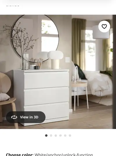 Grey IKEA dresser. Four drawers. Some cracked wood and chips. One drawer is broken but can be fixed....