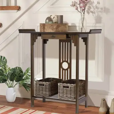 Wisfor Narrow Entryway Console Table: 2 Tier , View more