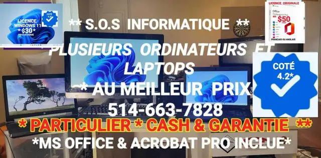 S.O.S SERVICES INFORMATIQUE AU MEILLEUR PRIX *GARANTIE * in Laptops in Laval / North Shore - Image 2