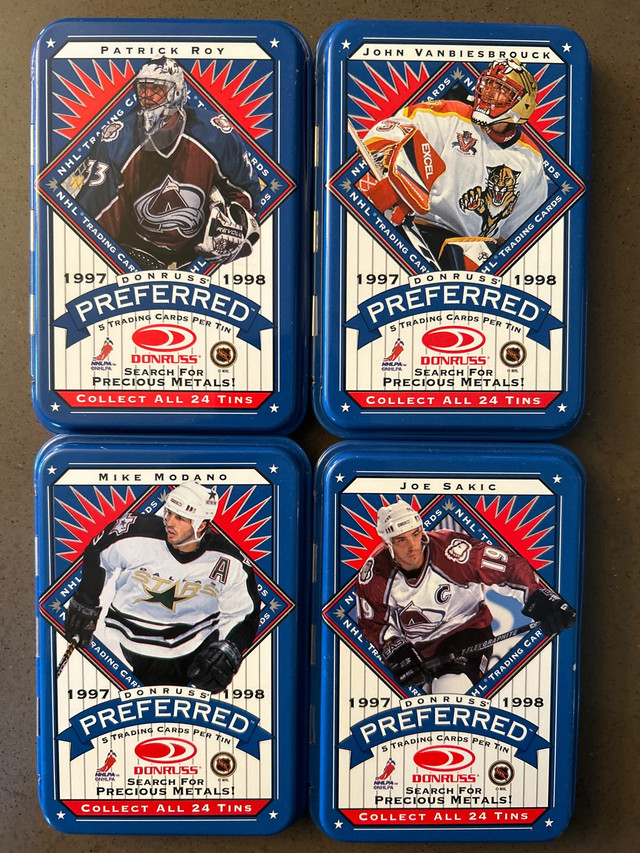 Donruss Preferred Complete Hockey Red and Blue Empty Tin Sets in Arts & Collectibles in Markham / York Region - Image 4