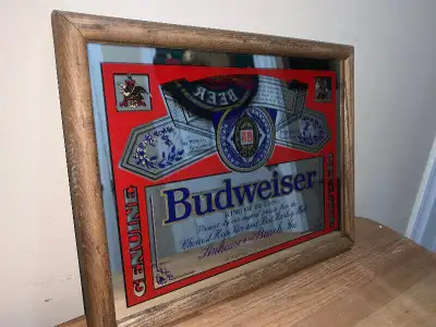Vintage Budweiser beer bar mirror, excellent condition, View more