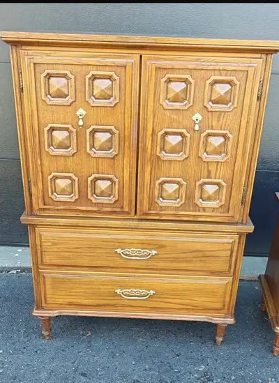 Restored MCM Mediterranean style "diamond head"Tallboy Armoire D, View more