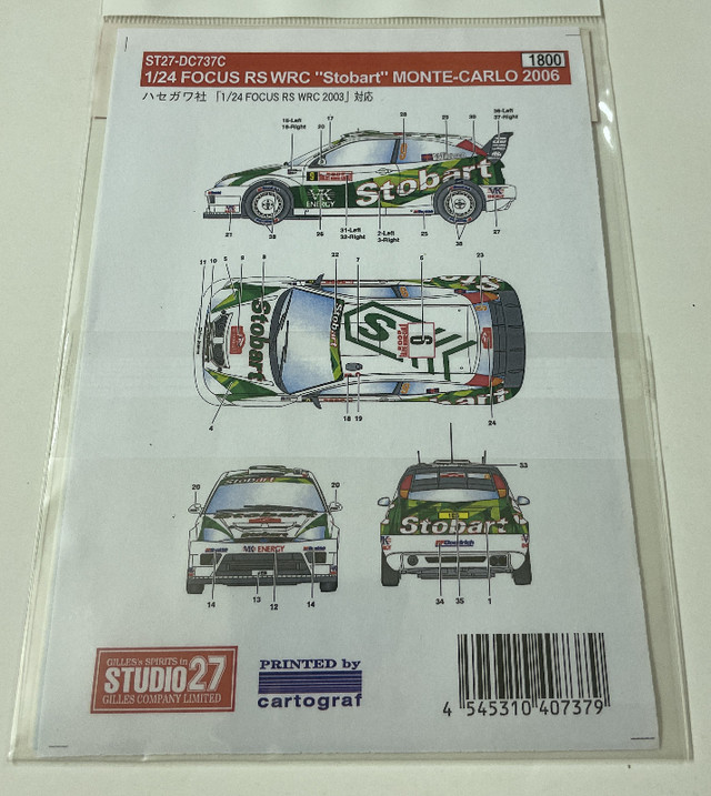 Studio27 1/24 Ford Focus RS WRC “Stobart” Monte-Carlo 2006 decal in Hobbies & Crafts in Burnaby/New Westminster