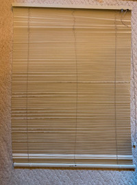 Left and right almond aluminum window blinds 34 1/2"w x 55"