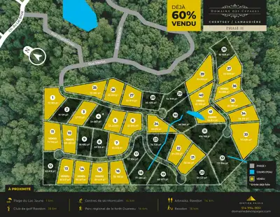 Tous nos terrains se trouvent à 1 heure de Montréal. Que vous cherchiez un terrain plat, un terrain...