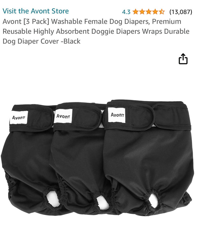3 pack of black,XS, female dog/puppy diapers! These really work! in Accessories in Edmonton - Image 2