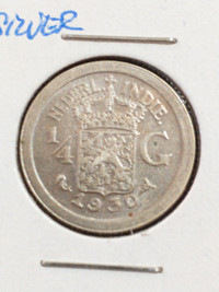 VF 1930 Netherlands East Indies 1/4 gulden, .720 silver, KM#312