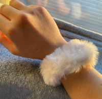 Elegant White Fur Wrist Cuff