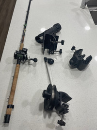 Fishing Tackle - Rod, downrigger, rod holder and boat clamps