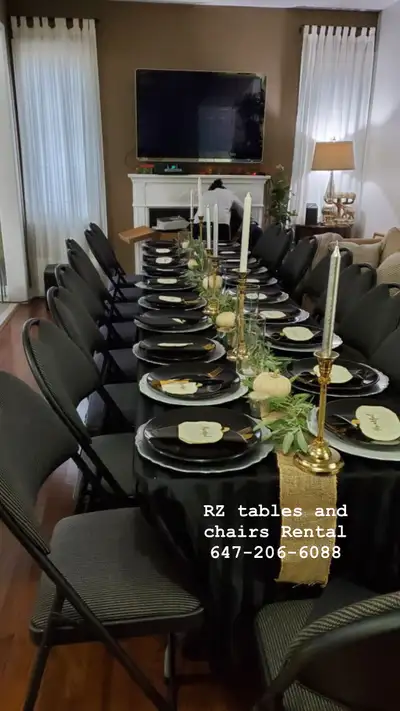 6ft Folding Table for rent -$8 each Folding chairs-$2 each white chairs and black padded chairs Kids...